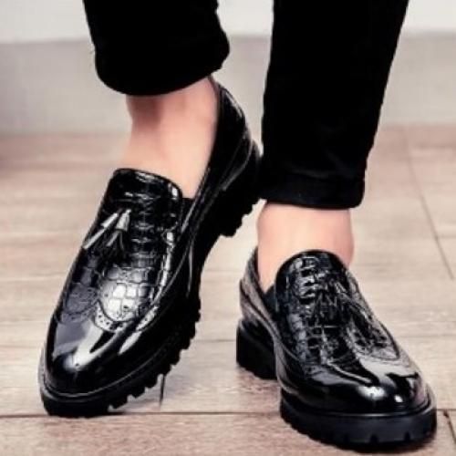 Depally Men's Brogue Tie Designers Shoe Black